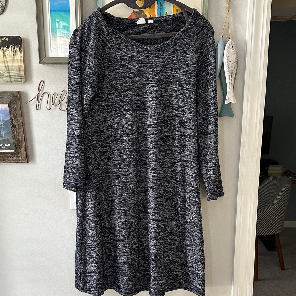 GAP Heathered Navy Blue Long Sleeve Sweater Dress
